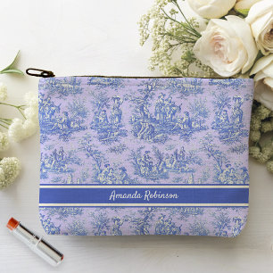 Pochette À Accessoires imprimé vintage bleu violet toile de jouy