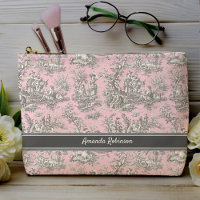 Imprimé vintage noir rose toile de jouy
