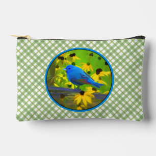 Pochette À Accessoires Indigo Bunting sur la peinture de clôture Oiseaux