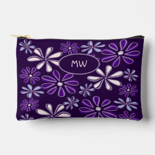 Pochette À Accessoires Initiales du Motif de fleurs de violet foncé botan