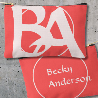 Pochette À Accessoires Initiales surdimensionnées en Rosé et Rouge