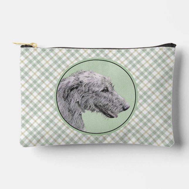 Pochette À Accessoires Irish Wolfhound Painting Grey Original Chien Art (Recto)