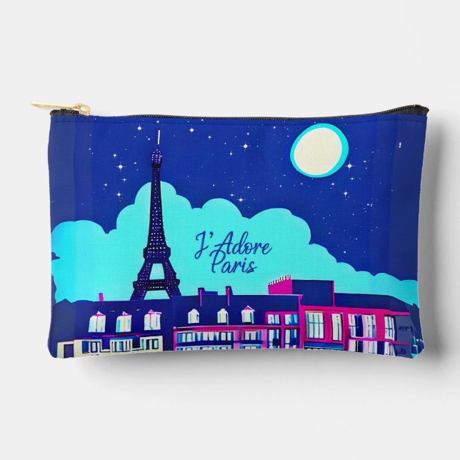 Pochette À Accessoires J'adore Paris - Imaginaire Paris sous une Pleine l (Recto)
