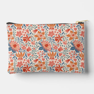 Pochette À Accessoires Jardin de corail et de sarcelle sur fond beige dou