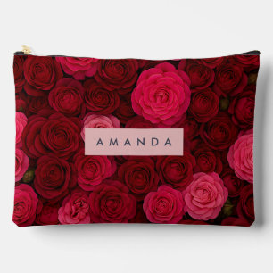 Pochette À Accessoires Jardin de roses roses et rouges profondes personna