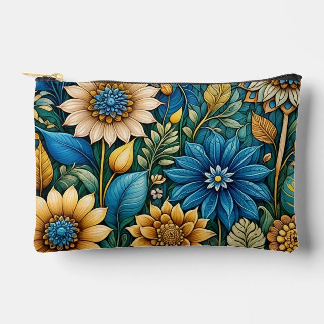 Pochette À Accessoires Jardin de tournesol bleu mignonne Girly Art Abstra (Recto)