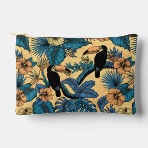 Pochette À Accessoires Jardin toucan en jaune et bleu