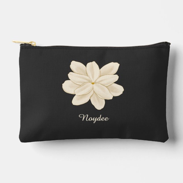 Pochette À Accessoires Jasmine Fleur Blanche Nom Élégant (Recto)