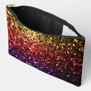 Pochette À Accessoires Jaune arc-en-ciel rouge violet faux scintillements