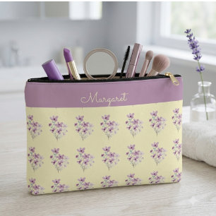 Pochette À Accessoires Jaune beurre avec une touche florale