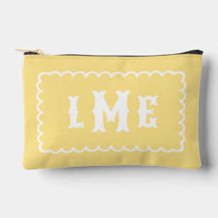 Pochette À Accessoires Jaune Beurre et Monogramme Arrondi Blanc