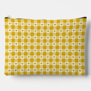 Pochette À Accessoires Jaune Moutarde Plaid Gingham Rétro Couleur à Motif