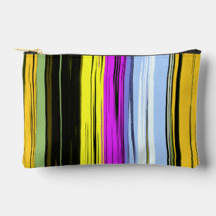 Pochette À Accessoires Jaune Vert Bleu Violet Noir Rayures Verticales