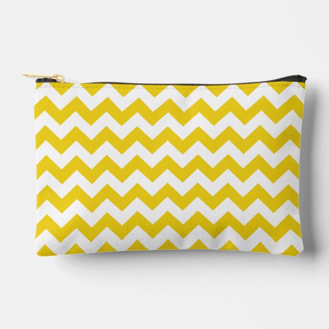 Pochette À Accessoires Jaune Zigzag, Jaune Chevron, Motif géométrique (Recto)