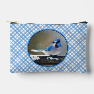 Pochette À Accessoires Jay Bleu en hiver Peinture de neige Oiseau origina