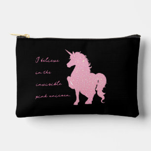 Pochette À Accessoires Je crois en la licorne rose invisible.