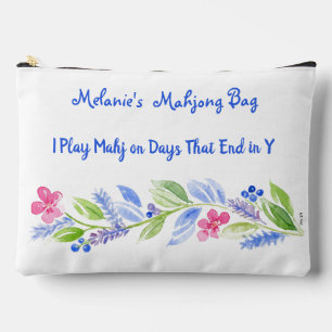 Pochette À Accessoires Je Joue Mahjong Point Casse Bam Aquarelle Fleur 