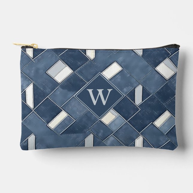 Pochette À Accessoires Jean à monogramme bleu et blanc en patchwork (Recto)
