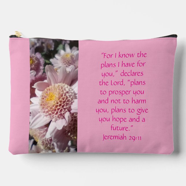 Pochette À Accessoires Jérémie 29:11-13 Rose Grand (Recto)