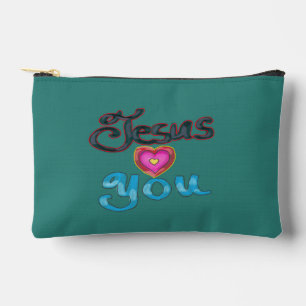 Pochette À Accessoires « Jésus vous aime » Turquoise 