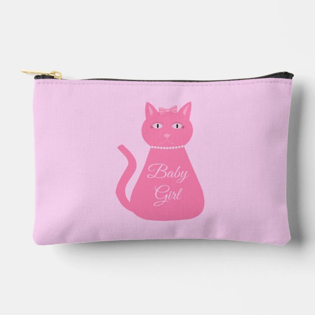 Pochette À Accessoires Joli chat fille rose sur mesure (Recto)