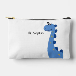 Pochette À Accessoires Joli Dinosaure Bleu - Nom personnalisé Sophia
