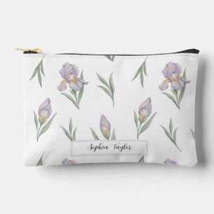 Pochette À Accessoires Joli Iris Floral Aquarelle Nom Personnalisé