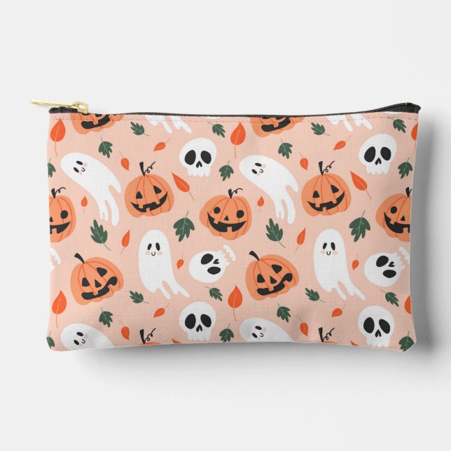Pochette À Accessoires Joli Jack-O-Lanterne et Motif fantôme (Recto)