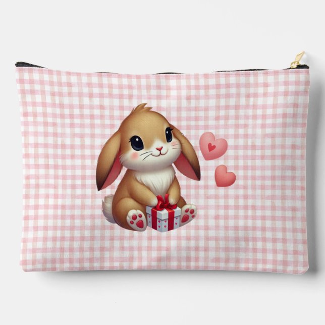 Pochette À Accessoires Joli lapin de la Saint-Valentin  (Verso)