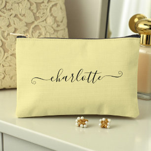 Pochette À Accessoires Joli Minimaliste Féminin Nom Personnalisé Jaune