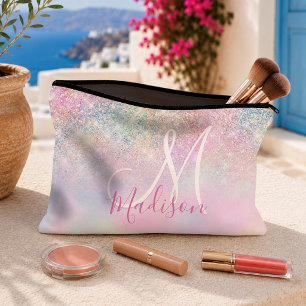 Pochette À Accessoires Joli monogramme iridescent licorne ombré paillette