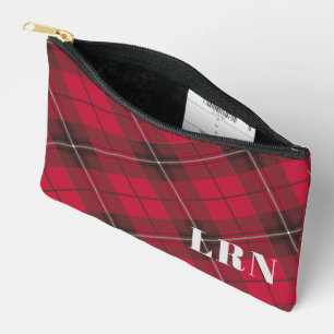 Pochette À Accessoires Joli motif carreaux rouge avec monogramme ou initi