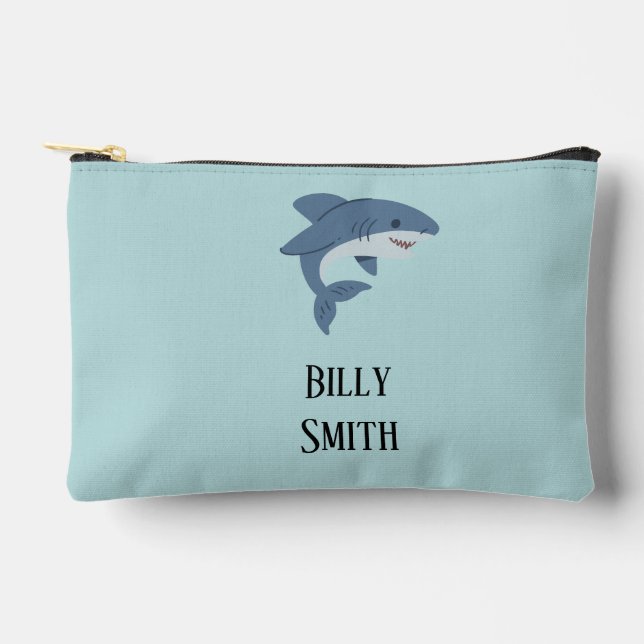 Pochette À Accessoires Joli requin bleu personnalisé (Recto)