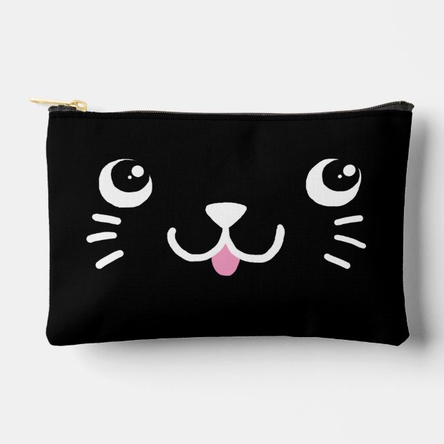 Pochette À Accessoires Joli visage de chat noir (Recto)