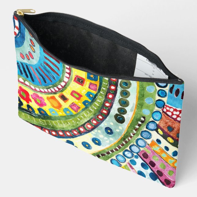 Pochette À Accessoires Jolie Abstraction Hippie Colorée (Ouvrir)