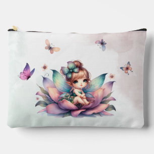 Pochette À Accessoires Jolie fée assise à l'intérieur d'une fleur