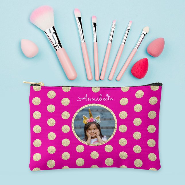 Pochette À Accessoires Jolie Fille Hot Rose Gold Parties scintillant Phot (Créateur téléchargé)