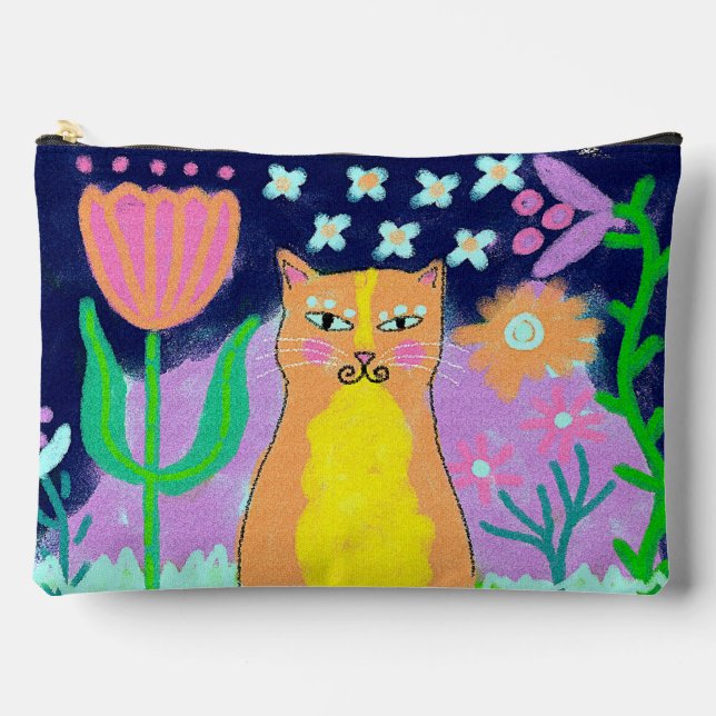 Pochette À Accessoires Jolie Peinture Numérique Abstraite de Chat (Recto)