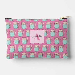 Pochette À Accessoires Jolies filles chats monogramme rose