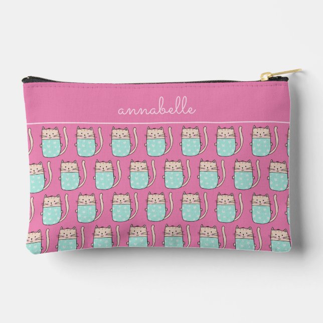 Pochette À Accessoires Jolies filles chats rose  (Verso)