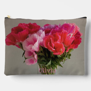 Pochette À Accessoires Jolies Fleurs Pour Février Photo+Nom Personnalisé