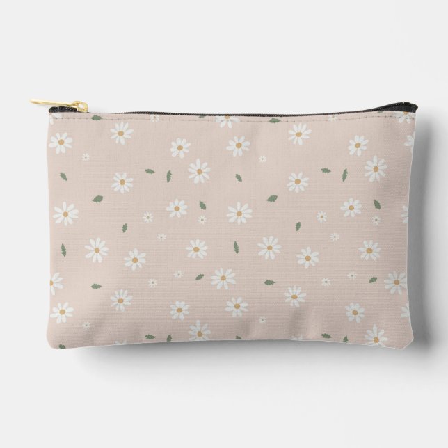 Pochette À Accessoires Jolis Fleurs de Marguerite et Feuillage (Recto)
