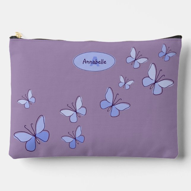 Pochette À Accessoires Jouer Papillon bleu violet Doodle (Recto)