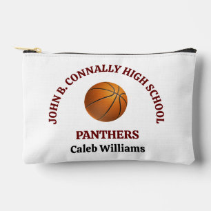 Pochette À Accessoires Joueur de basket-ball au lycée marron Personnalisé