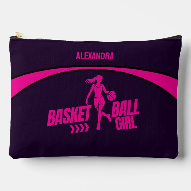 Pochette À Accessoires Joueuse de basket, équipe, cadeau d'anniversaire (Recto)