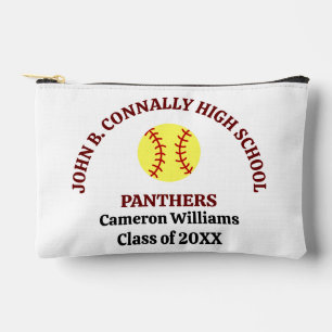 Pochette À Accessoires Joueuse de softball au lycée marron personnalisée