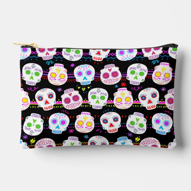 Pochette À Accessoires Jour Des Crânes De Sucre Morts (Recto)