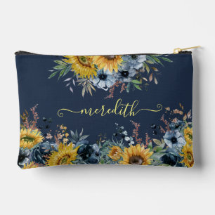 Pochette À Accessoires Jovely Watercolor Sunflowers Blue Arrière - plan N