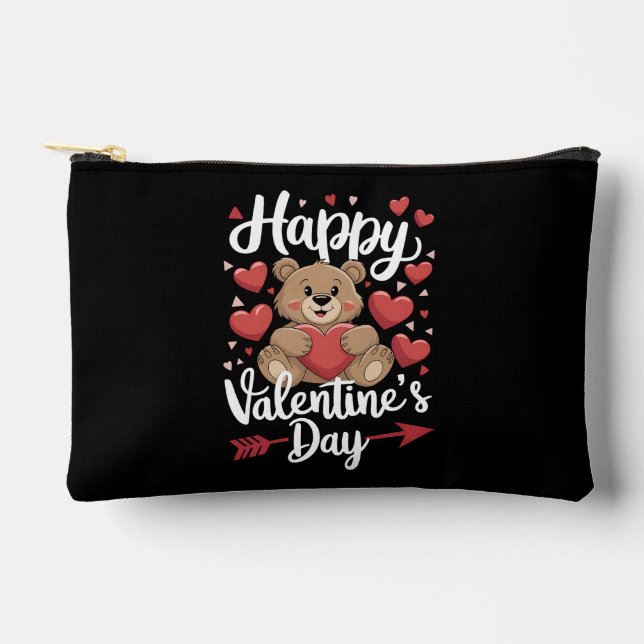 Pochette À Accessoires Joyeuse Saint-Valentin Ours Cœur Jolies Couples (Recto)