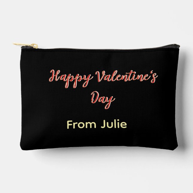 Pochette À Accessoires Joyeuse Saint-Valentin rouge noir de nom stylé  (Recto)